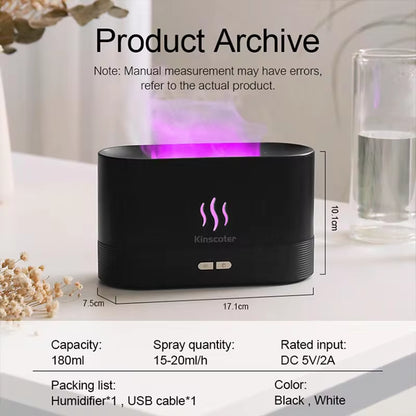 3-in-1 Flame Air Diffuser – Essential Oil Humidifier with LED Fire Effect & Cool Mist