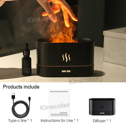 3-in-1 Flame Air Diffuser – Essential Oil Humidifier with LED Fire Effect & Cool Mist