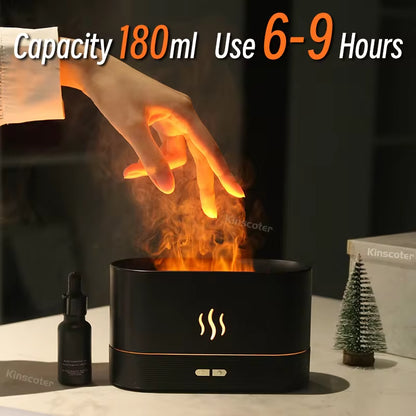 3-in-1 Flame Air Diffuser – Essential Oil Humidifier with LED Fire Effect & Cool Mist